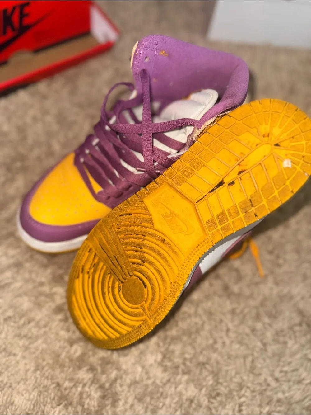 Nike High Top Sneakers - Purple & Yellow Accent